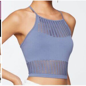 Forever 21 Grey Lasercut Crisscross Cropped Halter